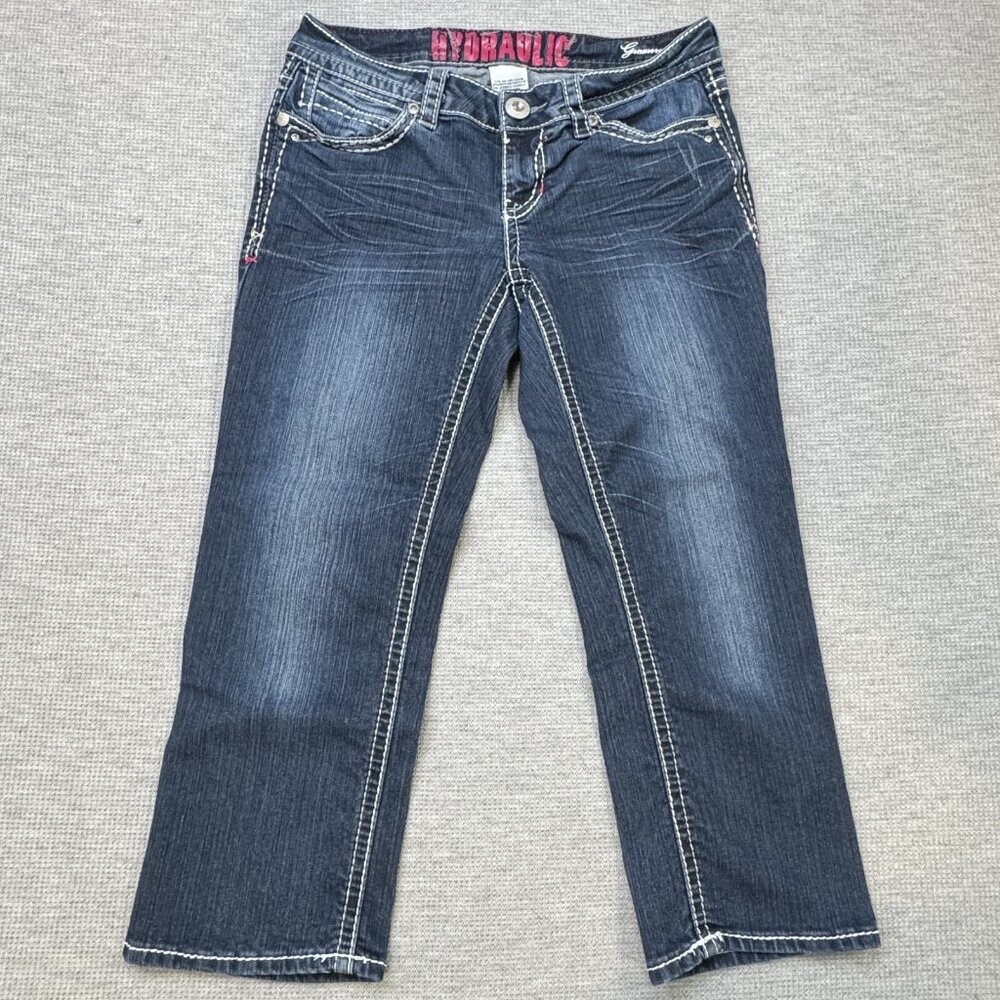 Hydraulic Womens Blue Denim Gramercy Denim Capri Jeans Low Rise Pink Size 5/6